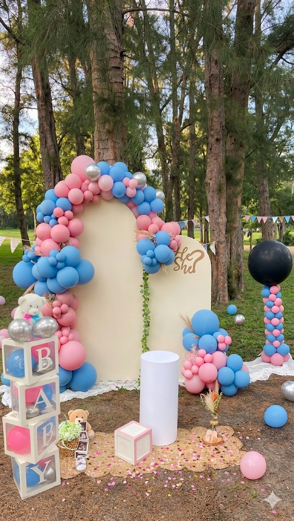 Gender reveal balloon decoration by AABallons